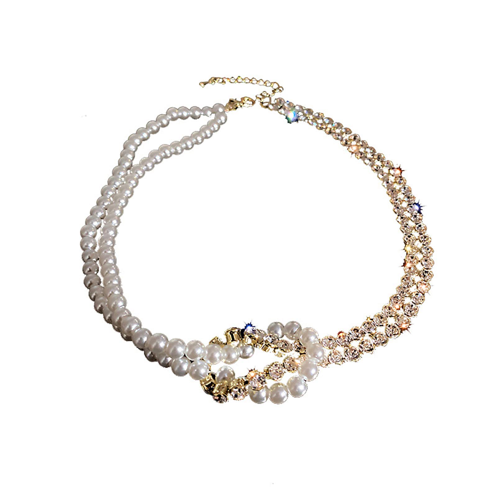 Collier de perles de culture d'eau douce, bijou blanc élégant pour soirée et mariage