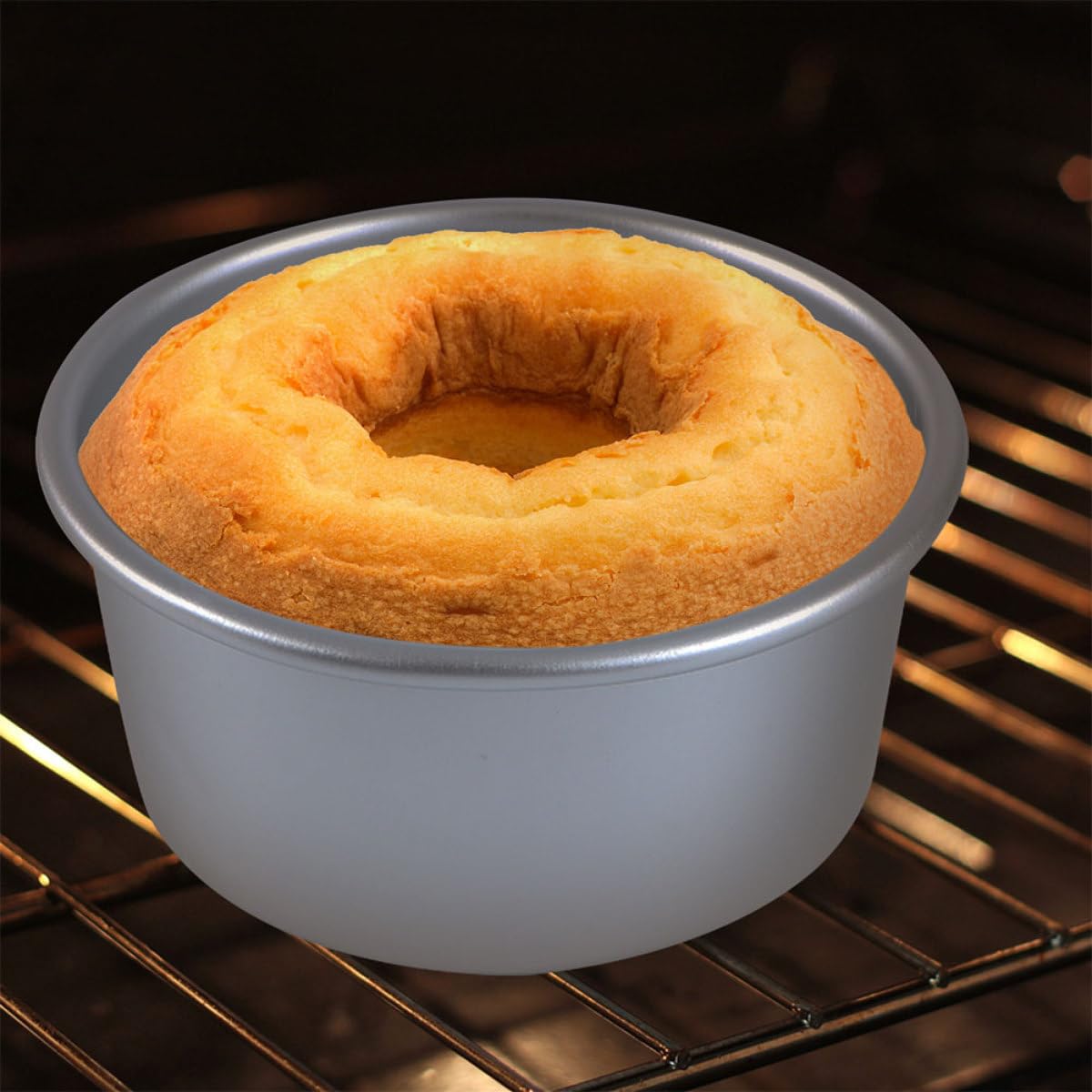 Molde para Pasteles Redondo Antiadherente de 4 Pulgadas con Base Desmontable, 8 Piezas, Aluminio Anodizado para Horno, Práctico Molde para Hornear Bizcochos y Tartaletas en Cocina