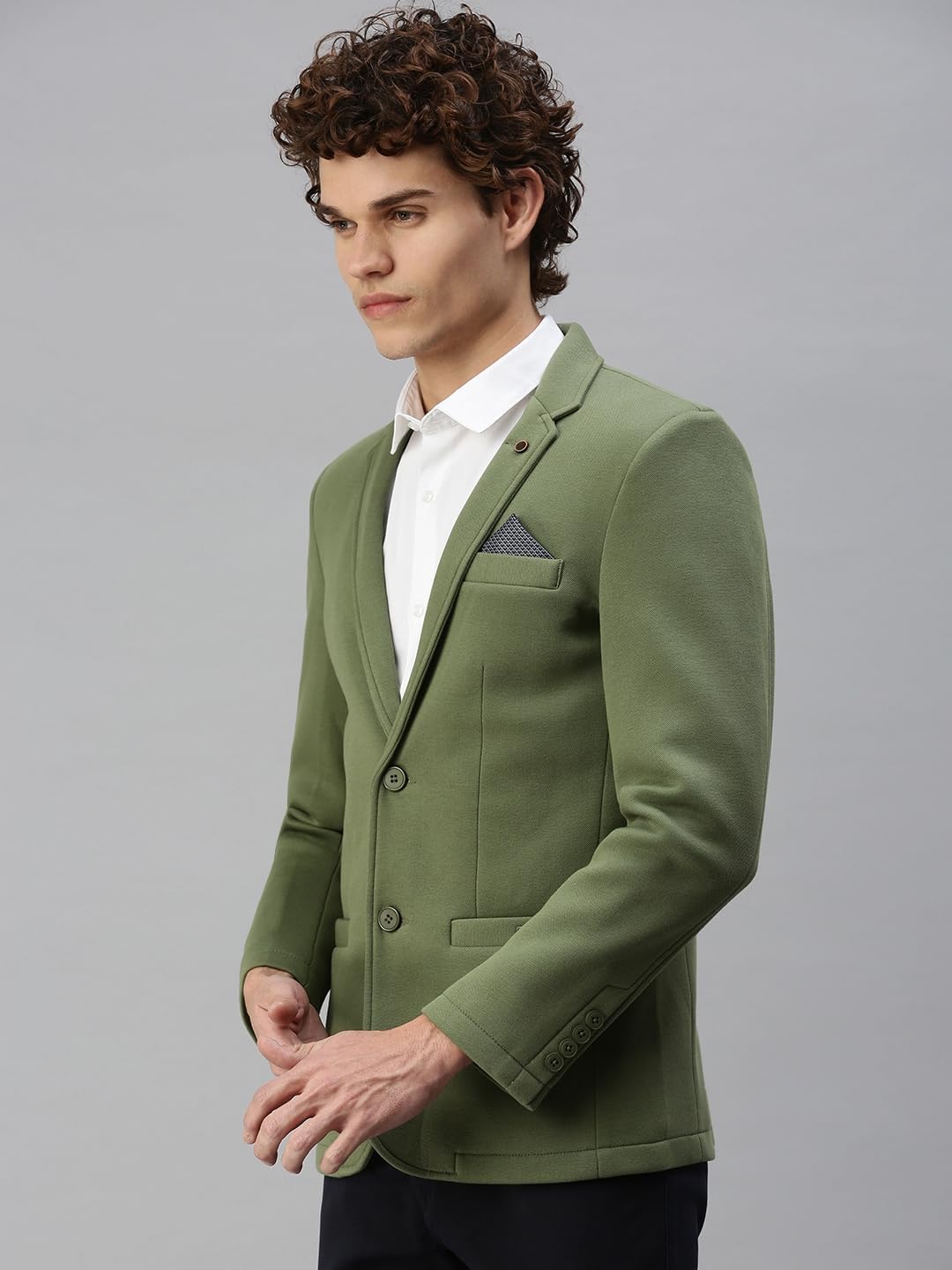 Men's Casual Plain Blazers_AR12_Green