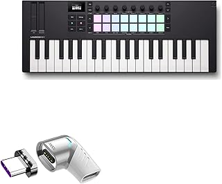 BoxWave Adapter Compatible with Novation Launchkey MK4 Mini 37 - MagnetoSnap PD Angle Adapter, Magnetic Charging Connector Device Saver - Metallic Silver