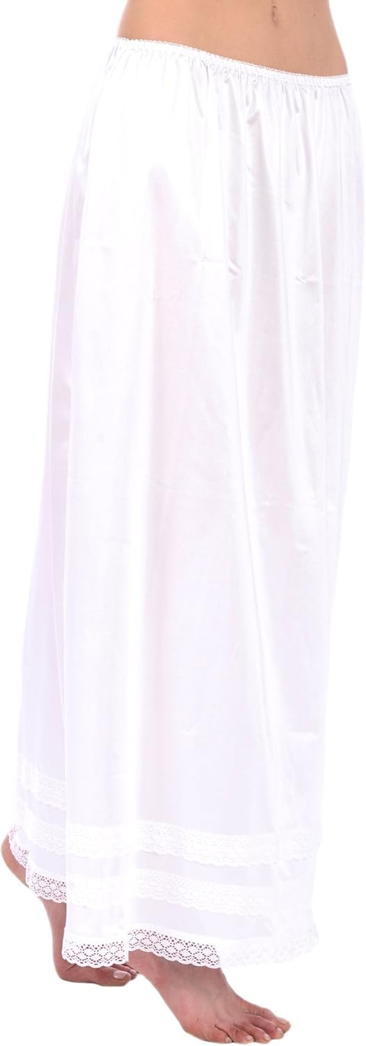 Patricia Lingerie Women's Soft Satin Snip It Half Slip Custom Length Cling Free with Lace Trim, Elastic Waistband - Image 2