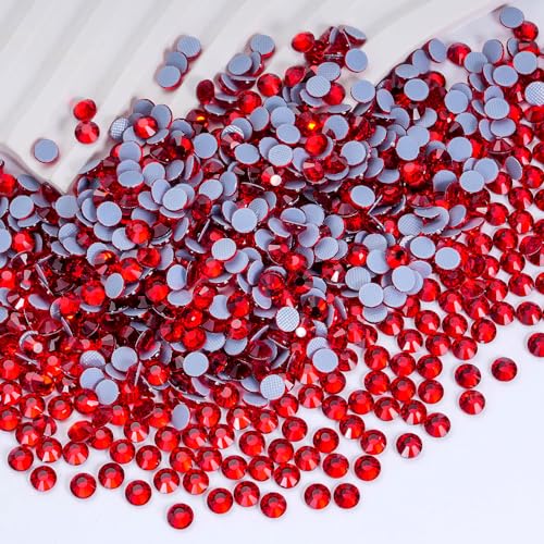 Image of Hotfix Rhinestones Bulk, 14400PCS Lt.siam Hot Fix Rhinestones for Clothes DIY Decoration Crafts, Lt.siam, SS20, 4.6-4.8mm