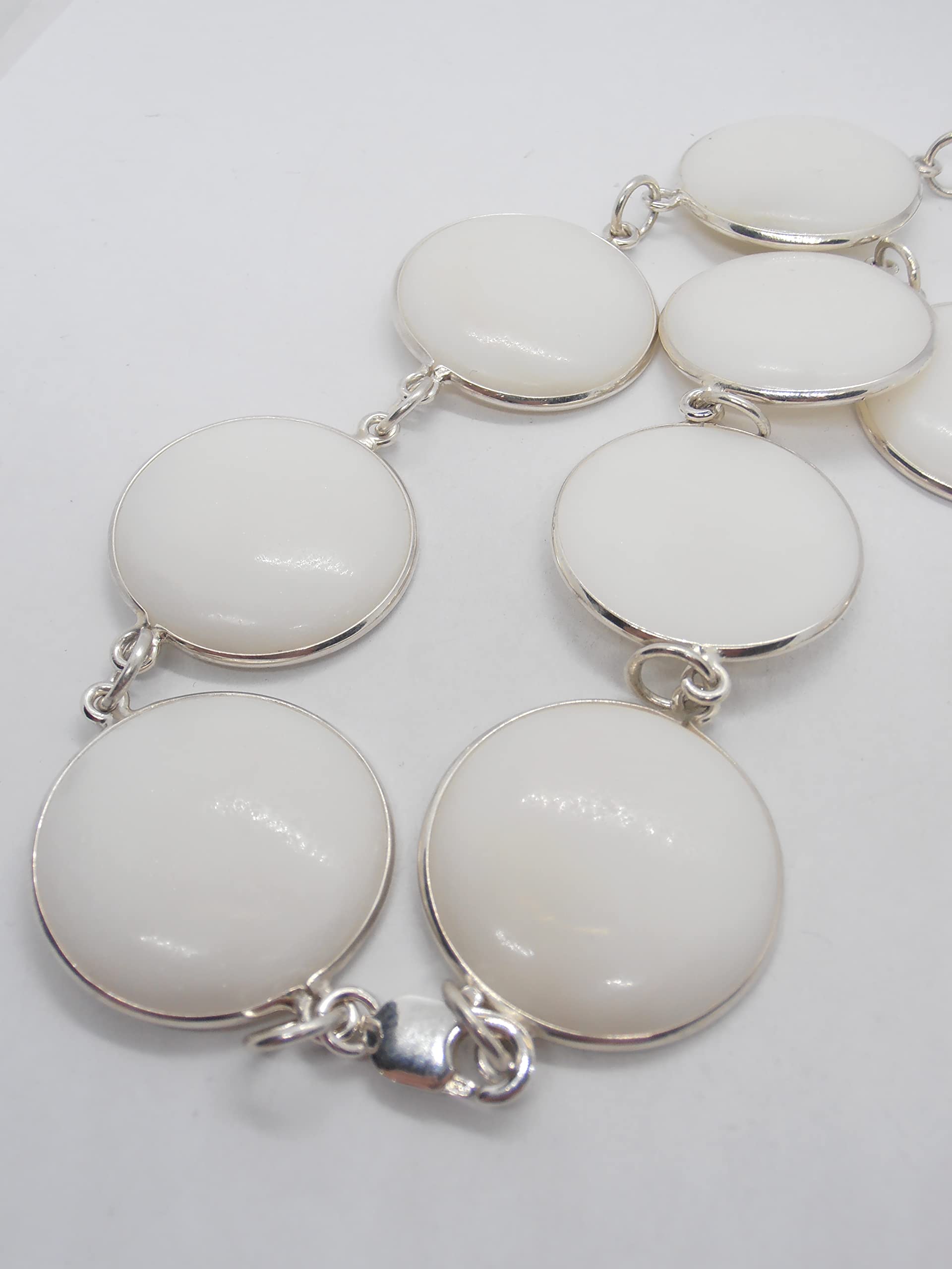 Collana in Argento 925 e Agata naturale bianca - moschettone - girocollo - pietra dura -
