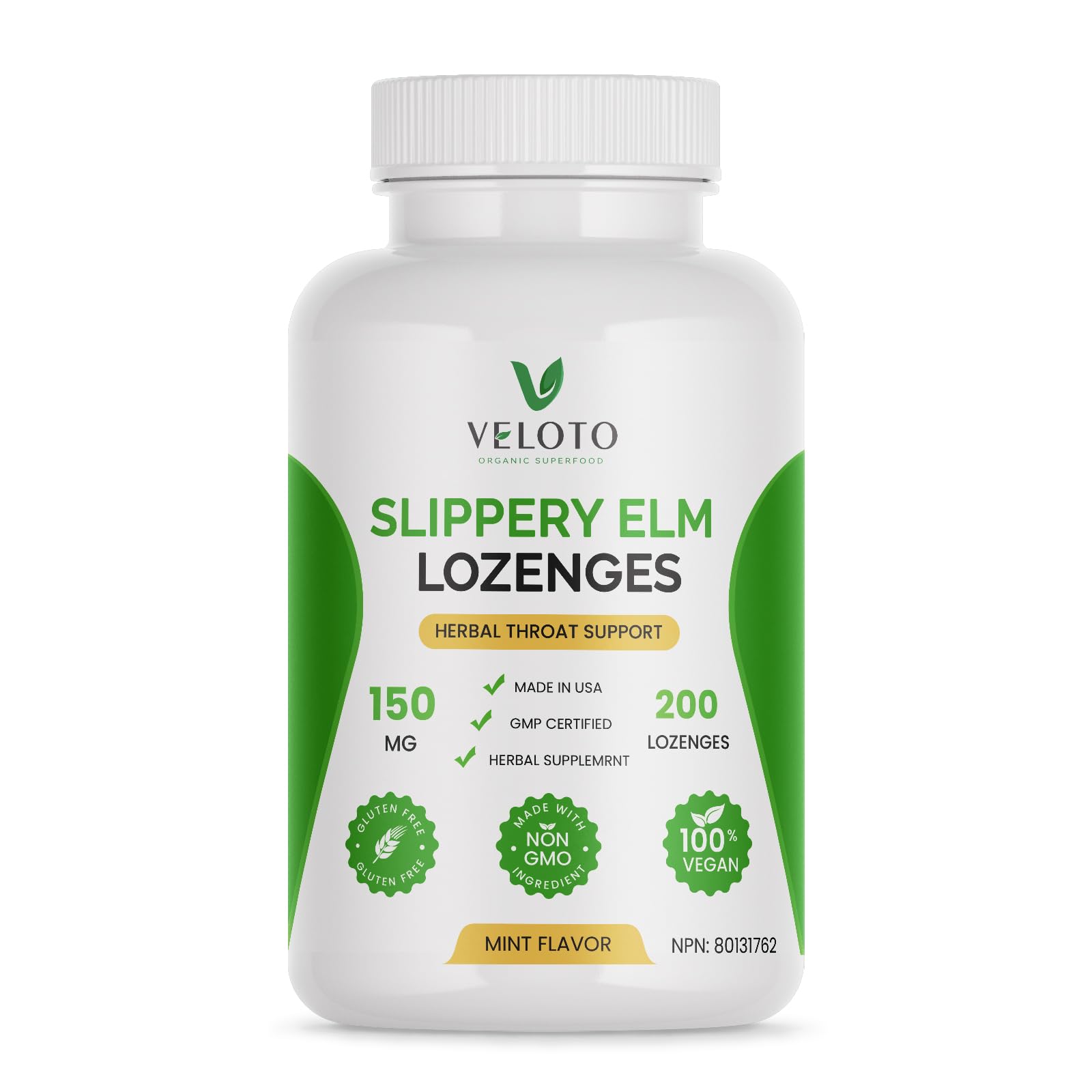 Slippery Elm Bark Lozenges, Slippery Elm Throat Soothing Lozenges, Slippery Elm Inner Bark,10:1 Extract, Throat Coat & Digestive Support, Soothes Dry, Sore, Irritated Throat, Vegan, 200 Count