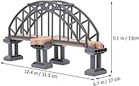 Vista 2 de Train Bridge Model, Wooden Train Track Accessories Cross Railway Toys Train Scene Layout Props Toy for Kids Toddlers