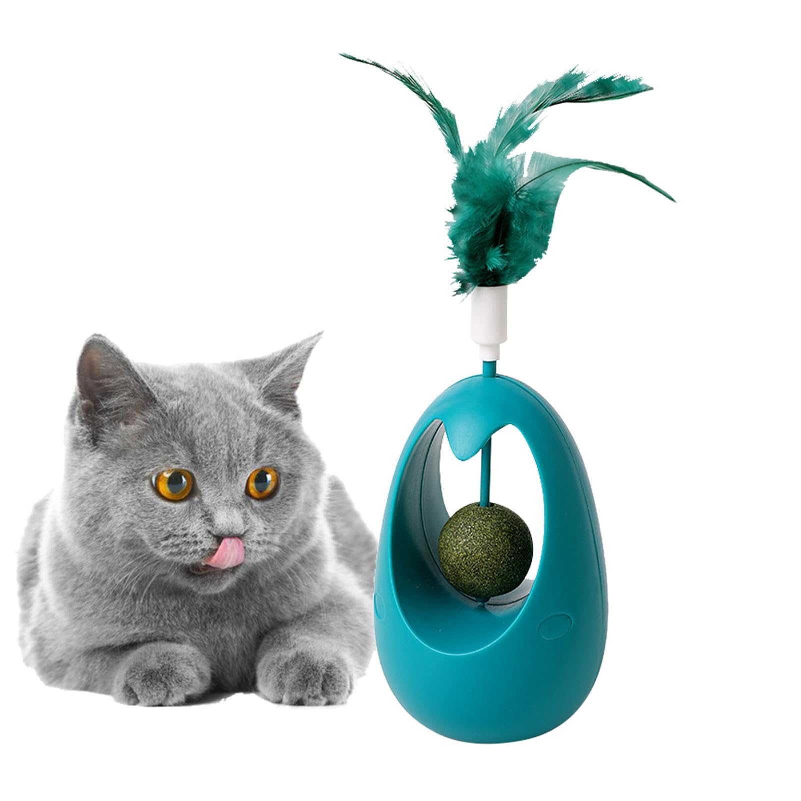 PEKMAR Cat Teaser Tumblers,Interactive FunCat Teaser Stick | Feather Catnip Ball Polygonum Wood Teeth Cleaning For Kitten Play Travel Home