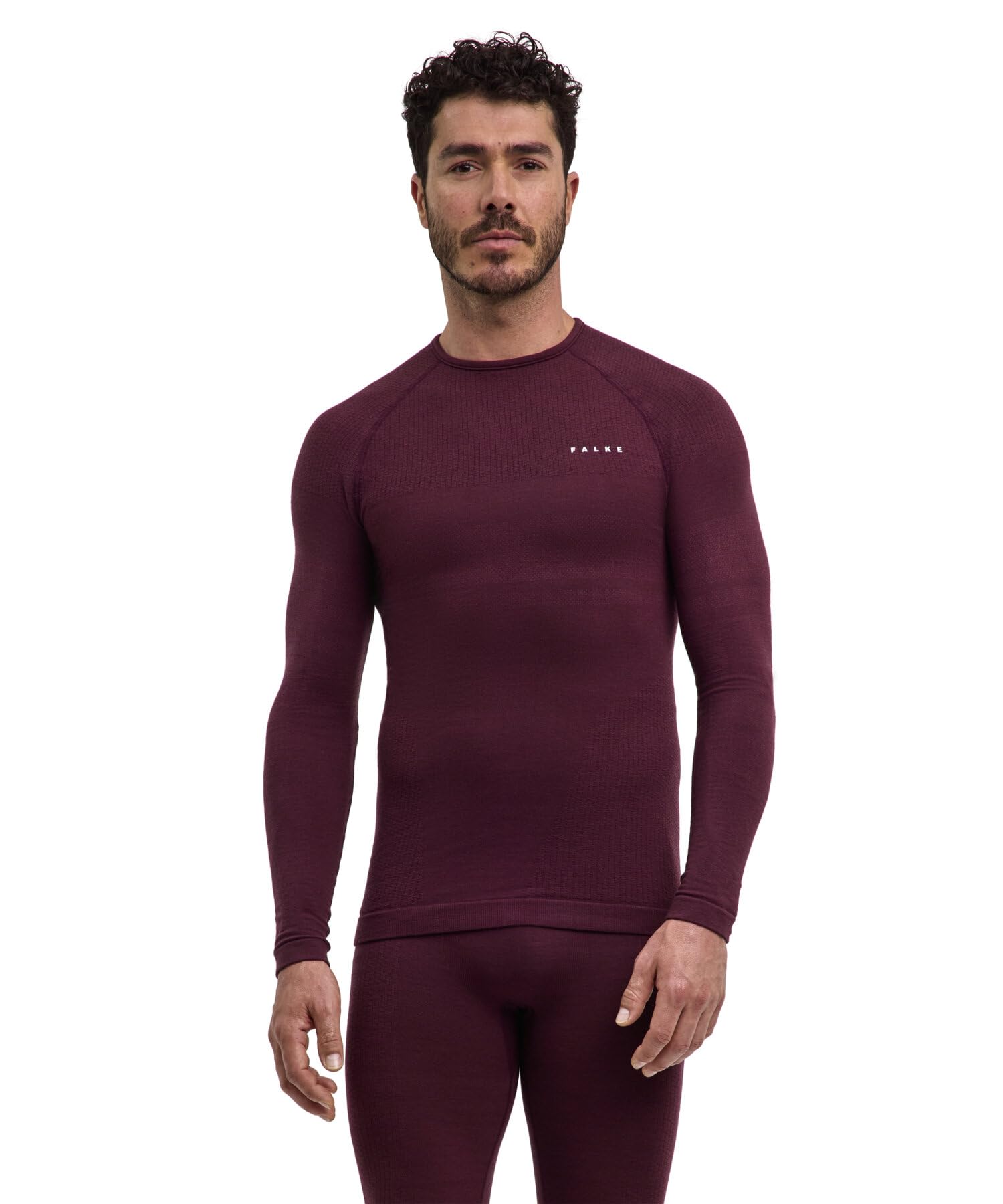 FALKE Mężczyźni Warstwa podstawowa (góra) Wool-Tech Protective M L/s Sh wełna materiał funkcjonalny szybkoschnące ciepłe 1 Sztuka, Czerwony Barolo 8526, XL