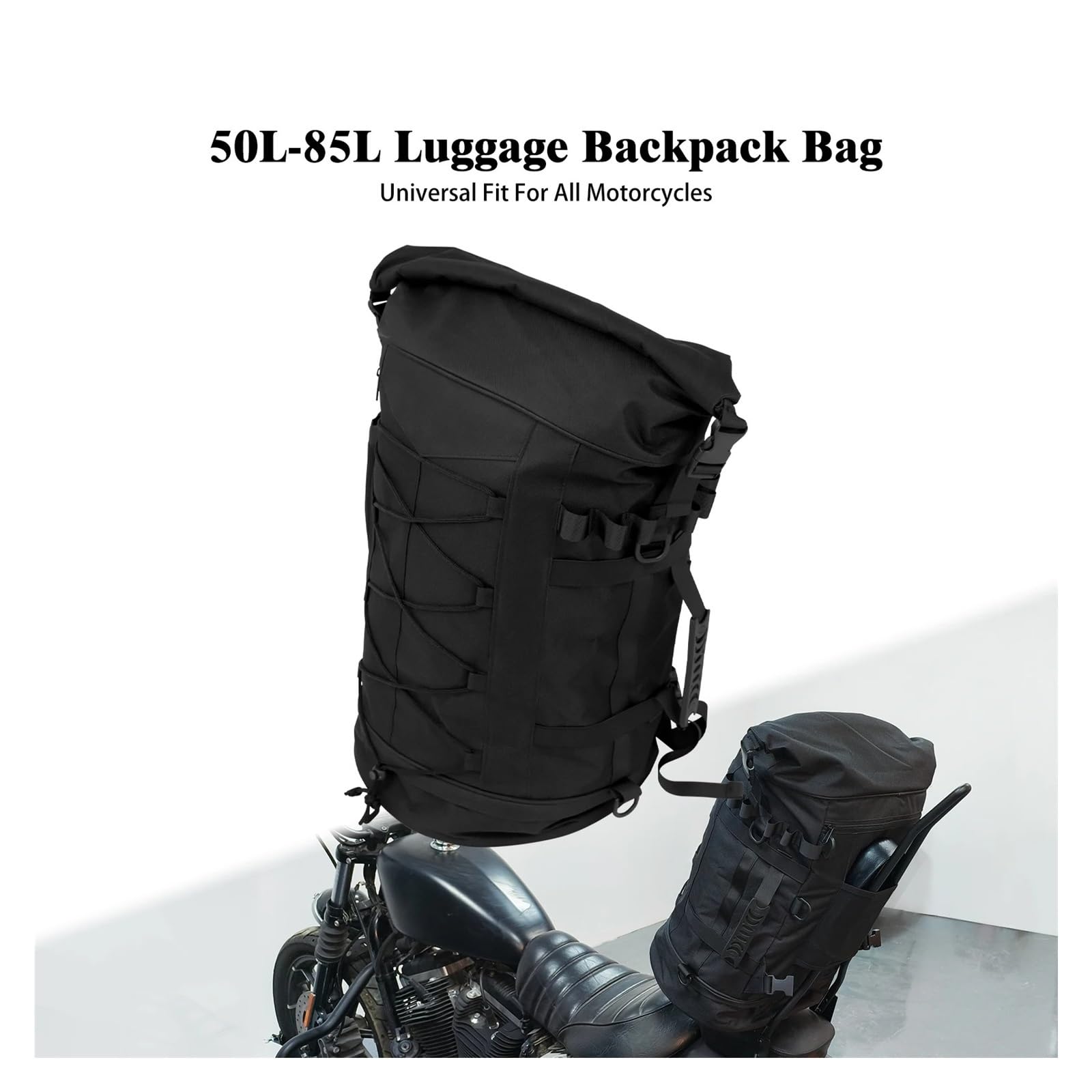 Borsa Moto Posteriore 50L-85L Zaino Portabagagli Sissy Bar Universale Espandibile