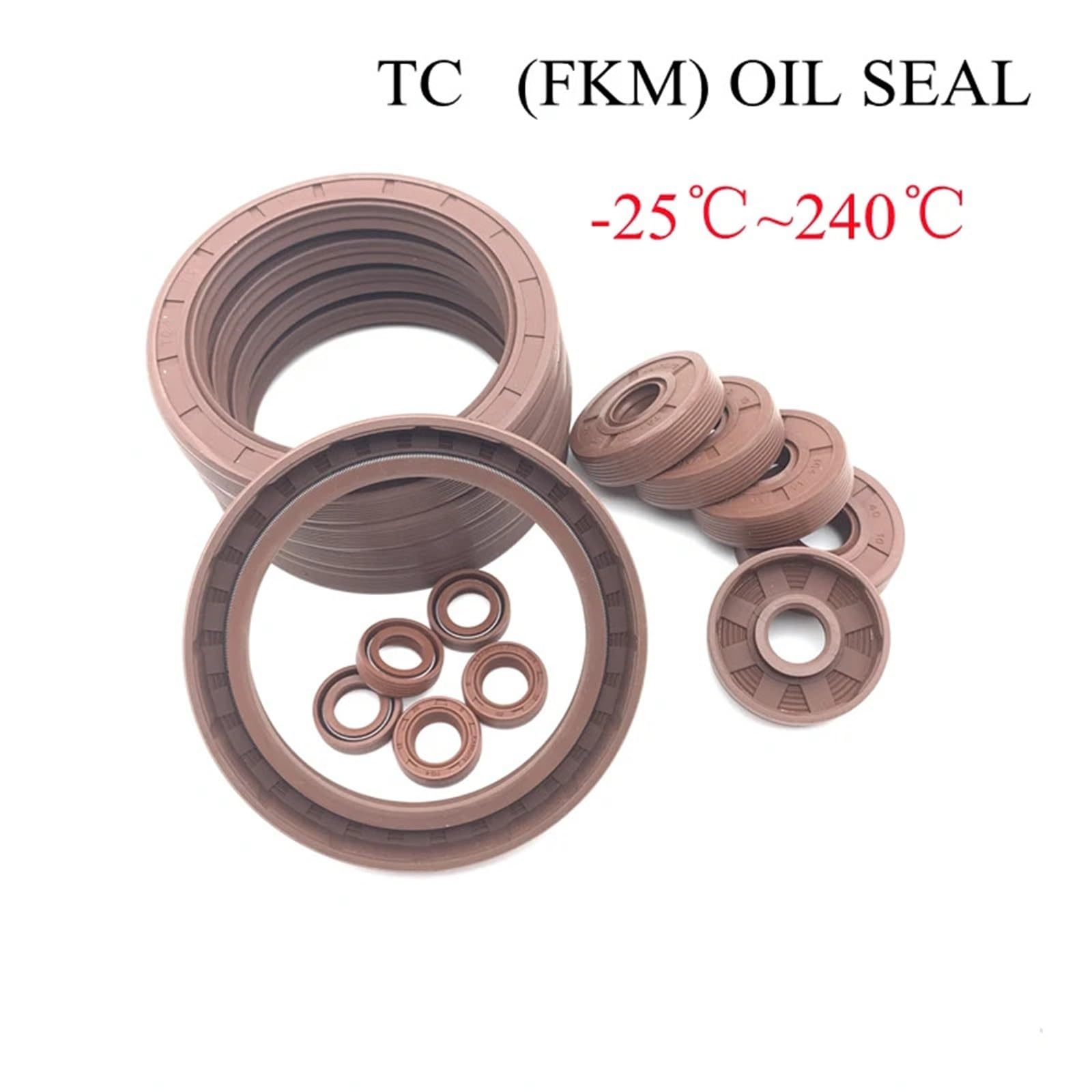 Braune FKM Rahmen-Öldichtung, TC-Fluor-Gummi-Dichtungsringe, Abdeckung, Doppellippe mit Feder für Lager-ID x OD x THK 32 mm (Farbe: Kaffee, Größe: 32 x 56 x 8 _10 Stück)
