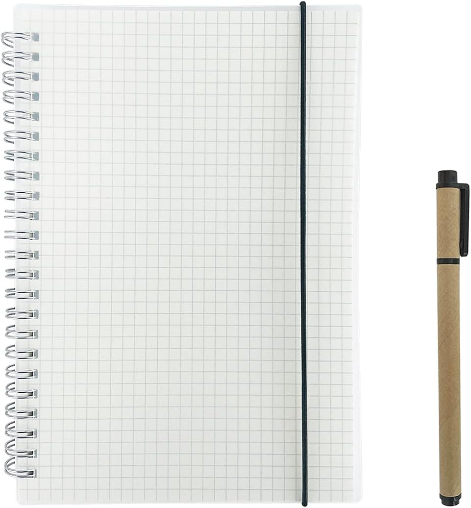 AOU Graph Paper Notebook Hardcover Spiral Grid Journal 8.3" x 5.7" A5 Spiral Bound Square Grid Paper 80 Sheets/160 pages With 1 Gift Black Gel Pen Included For Each Pack
