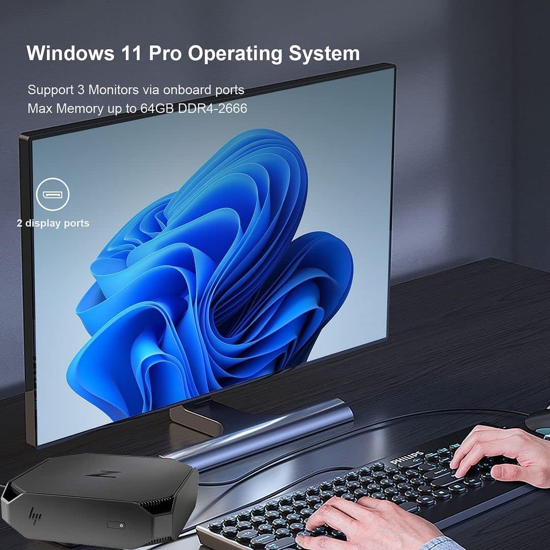 HP Z2 Mini G4 Workstation Desktop Computer, Core i7-8700T 3.2GHz, 8GB RAM, 256GB SSD, Mouse & Keyboard, DisplayPorts, Windows 11 Pro (Renewed)