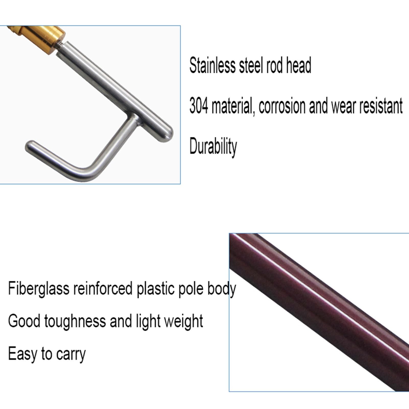 Palo di Salvataggio, Gancio di Salvataggio Regolabile e Resistente per Piscina e Barca, Manico telescopico Antiscivolo per ormeggio e Sicurezza in Piscina, Strumento di Presa (B, 4 m/13,1 pi