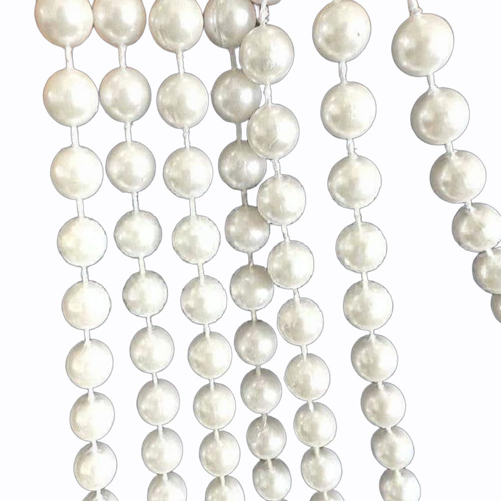 Perlengirlande 20M Hochzeit Perlenschnur Perlenkette Weihnachtsbaum Kette Kunstperlen Deko Hängende Ornamente Weihnachtskette Perlenband Tischdeko Girlande für DIY Handwerk Dekoration (8mm)