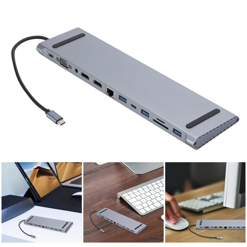 Wieloportowy hub USB C do laptopa 4K 100W dostawa zasilania, gniazda na karty port RJ45