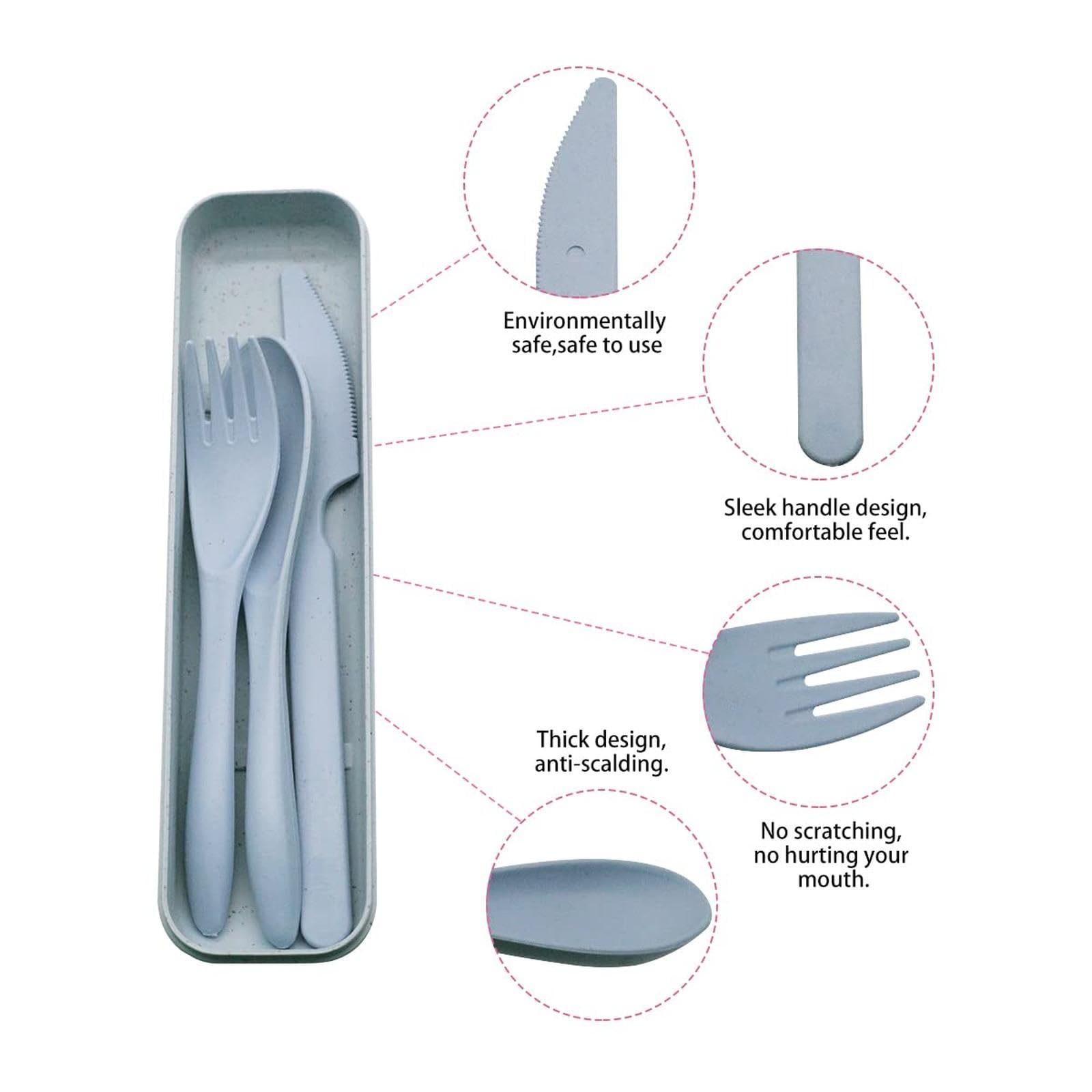 Set Posate Da Viaggio Riutilizzabili In Acciaio Inox Con Custodia Impermeabile Rosa Chiaro: Ideale Per Picnic, Ufficio E Scuola