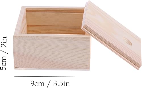 Miniatura 2 de Juego de 4 cajas de madera deslizante para manualidades, cajas de almacenamiento pequeñas de madera de pino natural, caja de cubo de madera sin