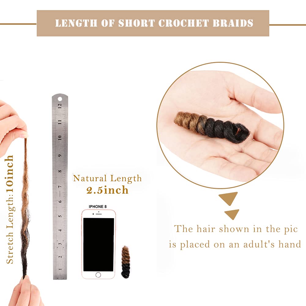 PHOCAS Short Crochet Hair for Black Women (5paks 6mm black to gloden blnde +5pack 6mm black(