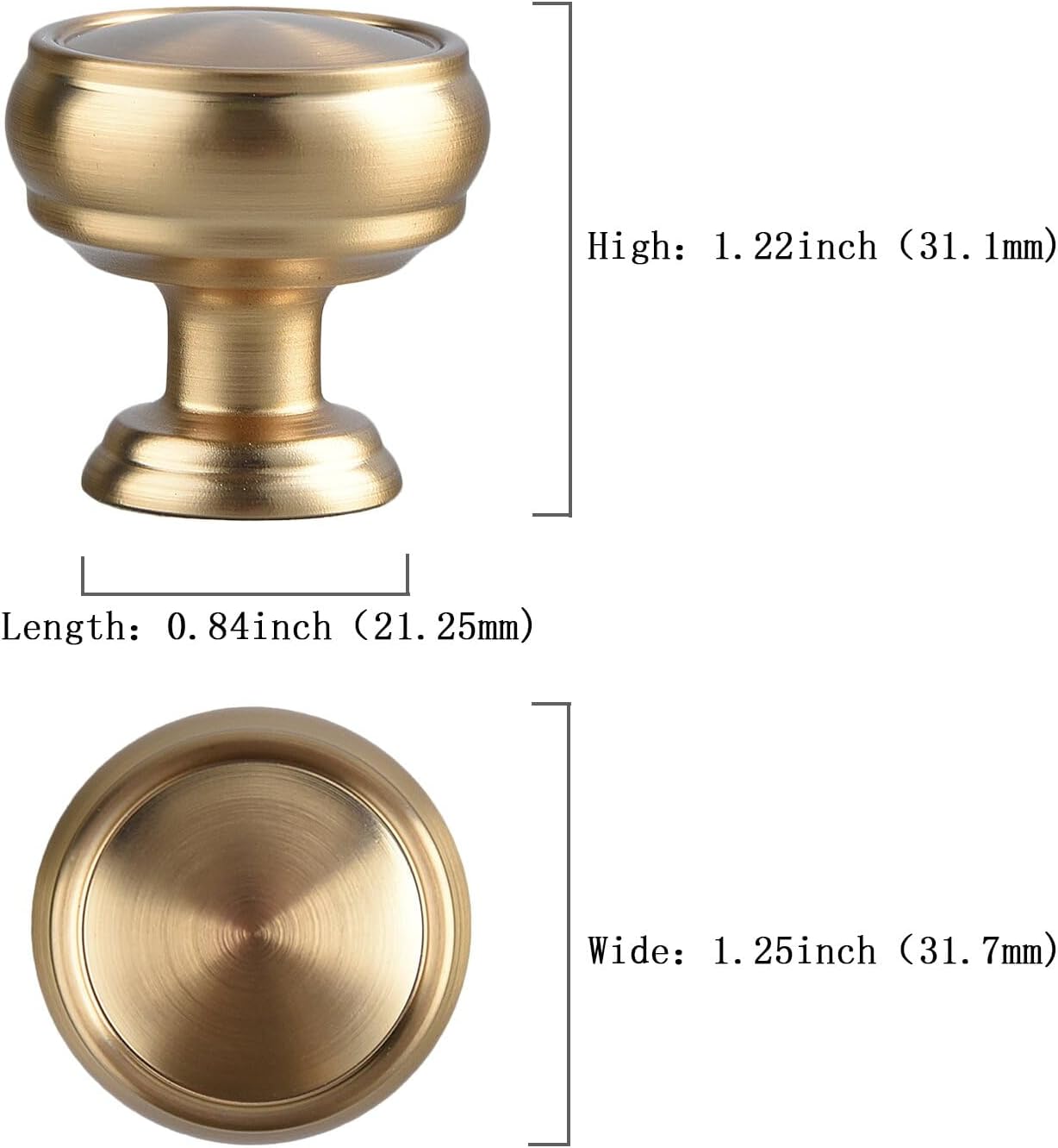 10 Pack Champagne Bronze Cabinet Knobs, 1-1/4 Inch Modern Furniture Hardware Zinc Alloy Knob, Single Hole Hardware Handles Kitchen Cabinet Dresser Knob, Drawer Knobs