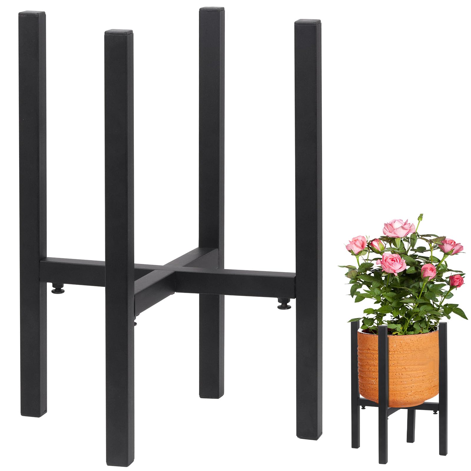 Mardatt Adjustable Metal Plant Stand, 14'' Flower Pot Stand for Indoor Outdoor Use, Fits 24 - 32CM Mid-Century, Modern Corner Plant Holder