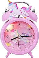 Vista 1 de QearFun Reloj despertador de unicornio para niñas y niños, bonita decoración de dormitorio, segunda mano silenciosa sin tictac, con retroiluminación