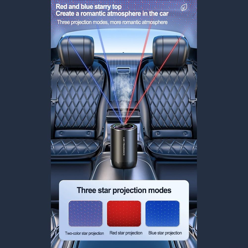 Diffuseur de désodorisant de voiture avec lumière, pour voiture intelligente pour diffuseur Aroma avec 50 ml de parfum, diffuseur d'huile pour voiture Aroma, humidificateur pour la maison et le bureau