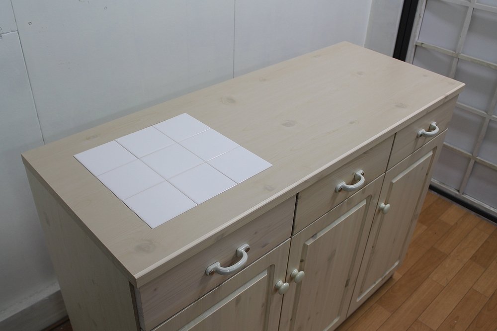 Amazon｜日本製 完成品 キッチンカウンター 幅115cm パイン材 ホワイト 