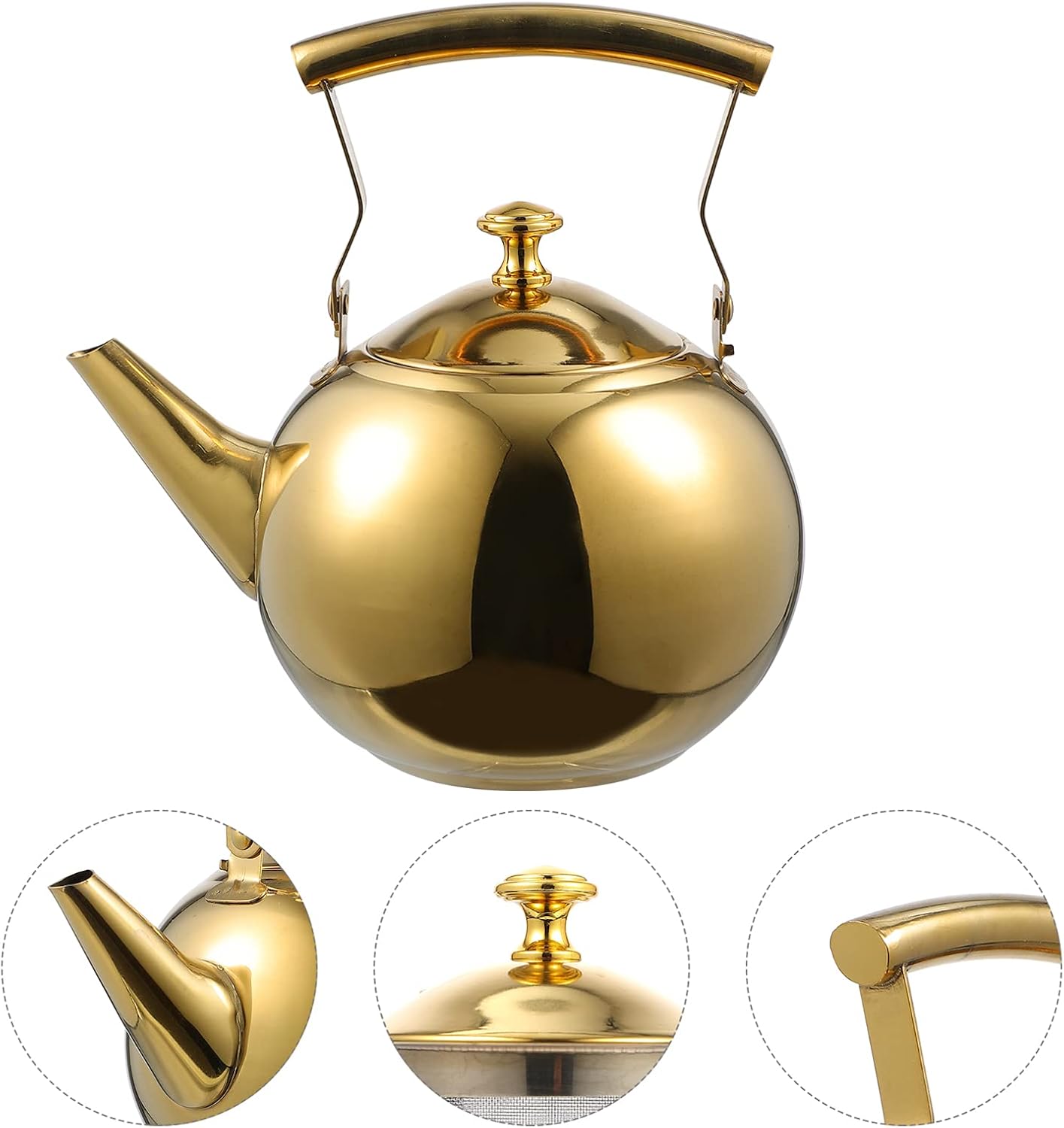 Amosfun 1Pc Stainless Steel Tea Pot with Built Filter Induction Cooker Compatible Kettle Ergonomic Handle for Stylish Design for Home Tea Brewing