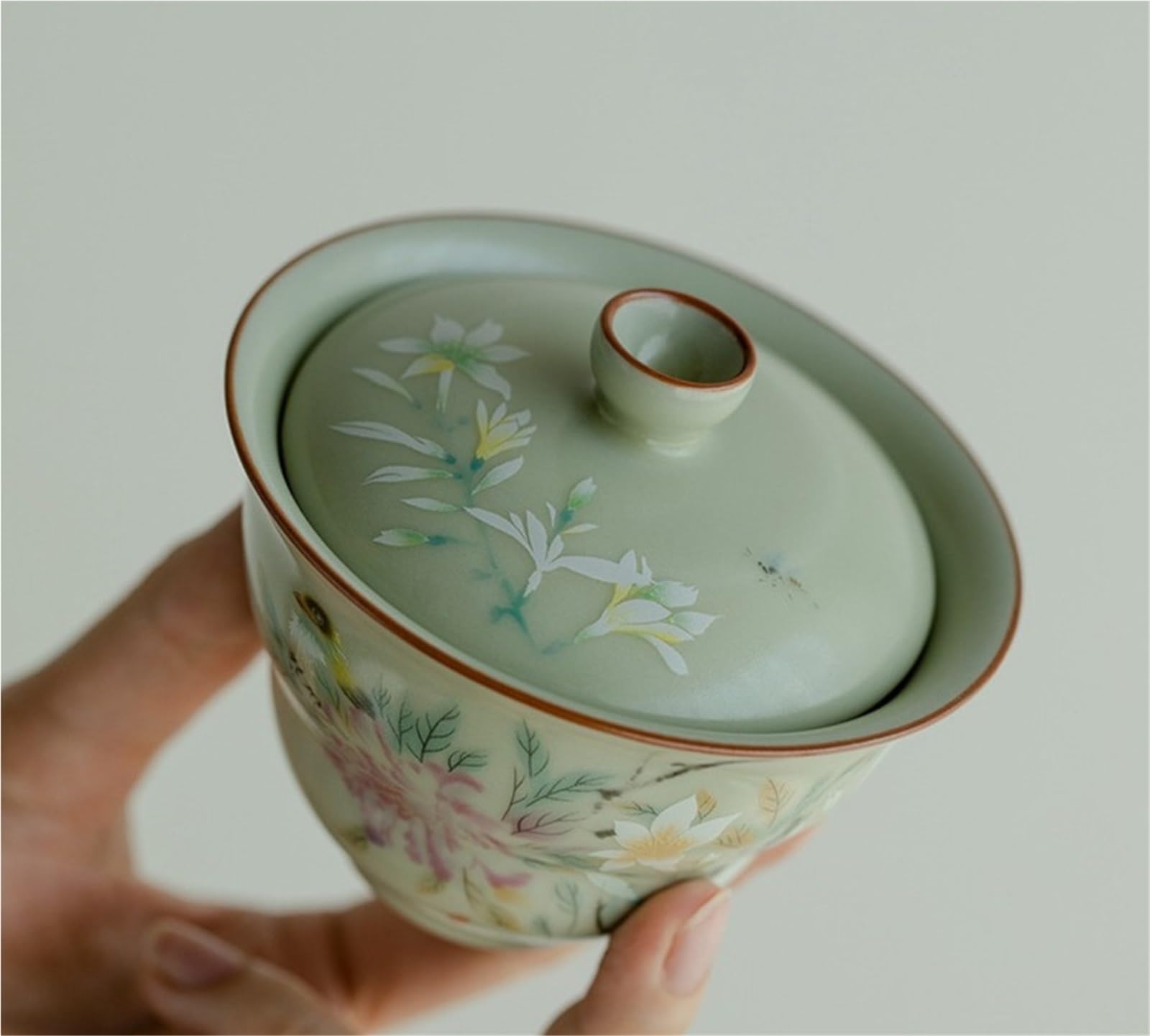135 ml żółty piec ru Gaiwan starożytna tykwa sancai pokrywa miska herbata Tureen chińska herbata warzenie porcelany miska herbata