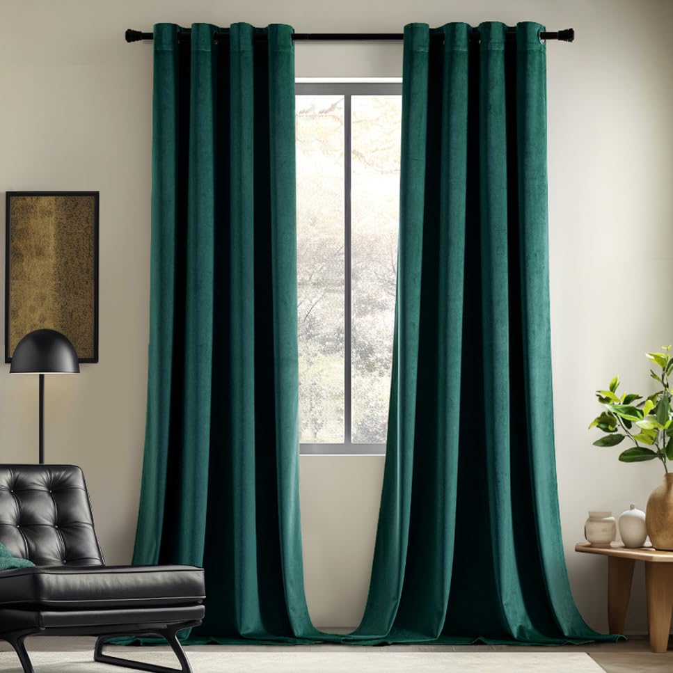 Cortina Opaca De Terciopelo Doble Capa, 260x132 Cm, Aislante Térmico Y Acústico, Para Puertas Y Ventanas