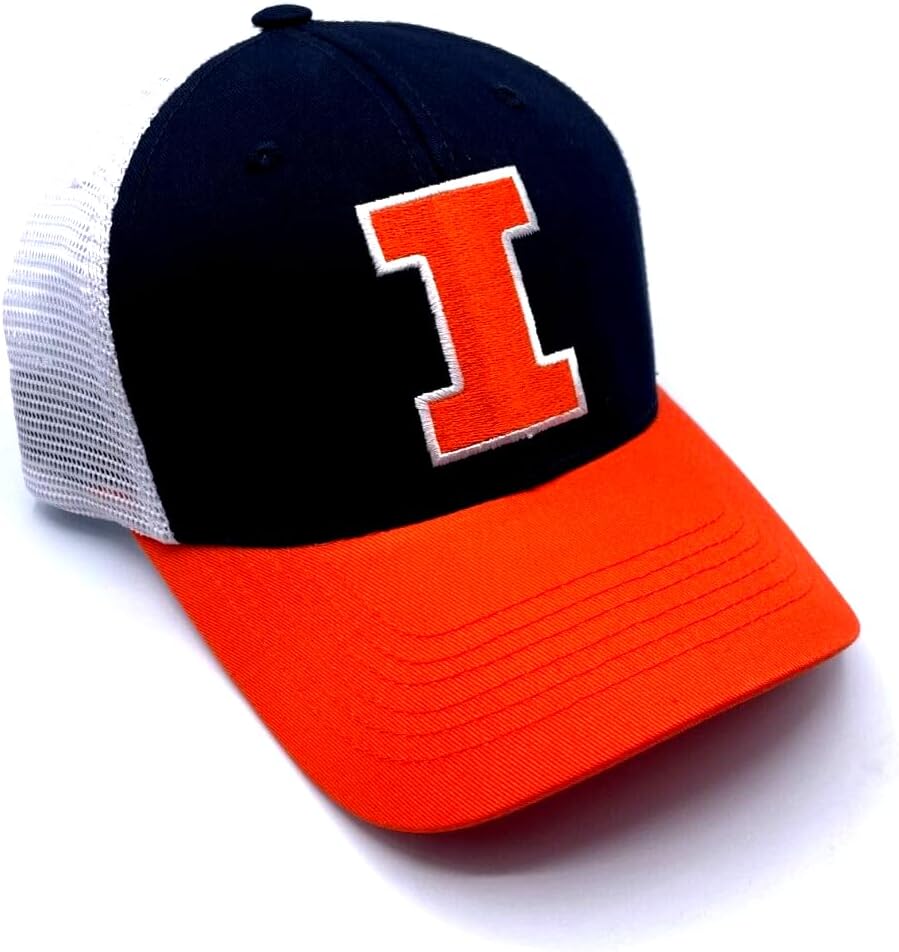 Illinois University Hat Classic Illini Logo Mesh Trucker Adjustable Cap Multicolor