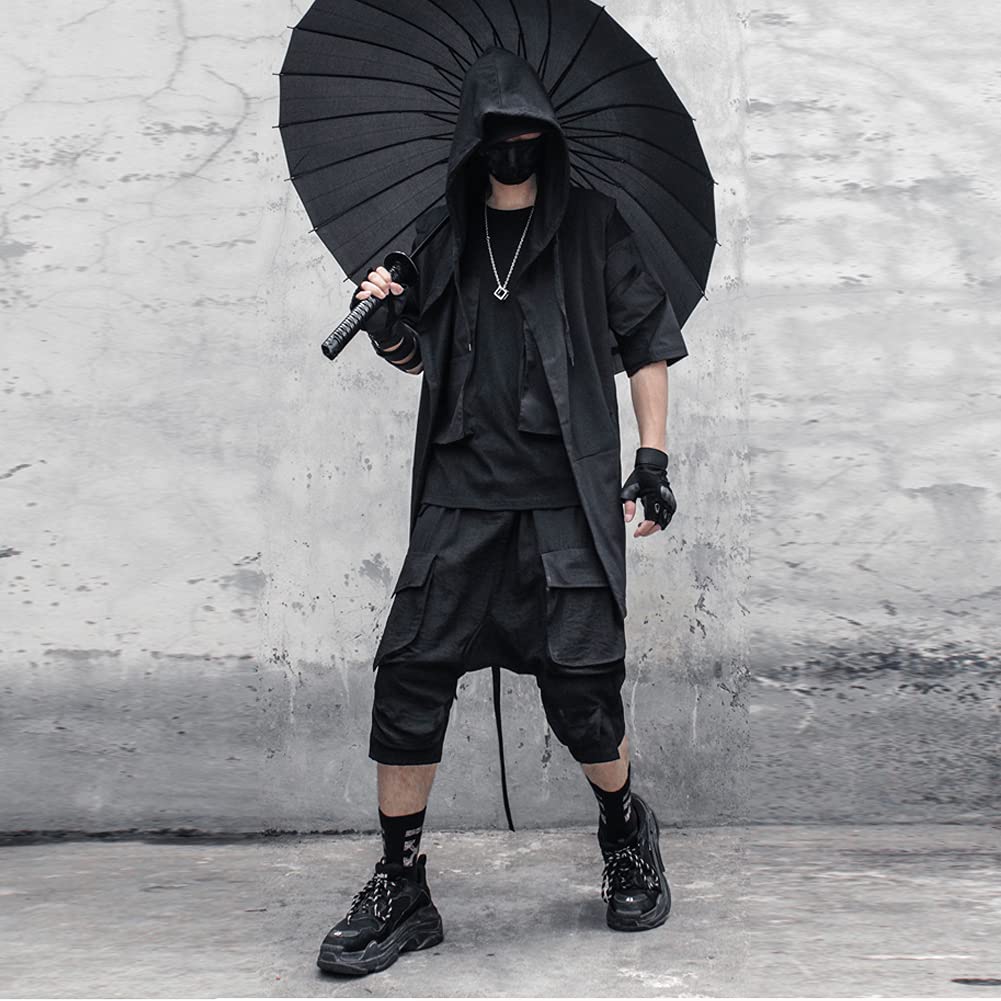 Black Wizard Kapuzenpullover für Herren, Streetwear, Cardigan, ärmellos, Techwear