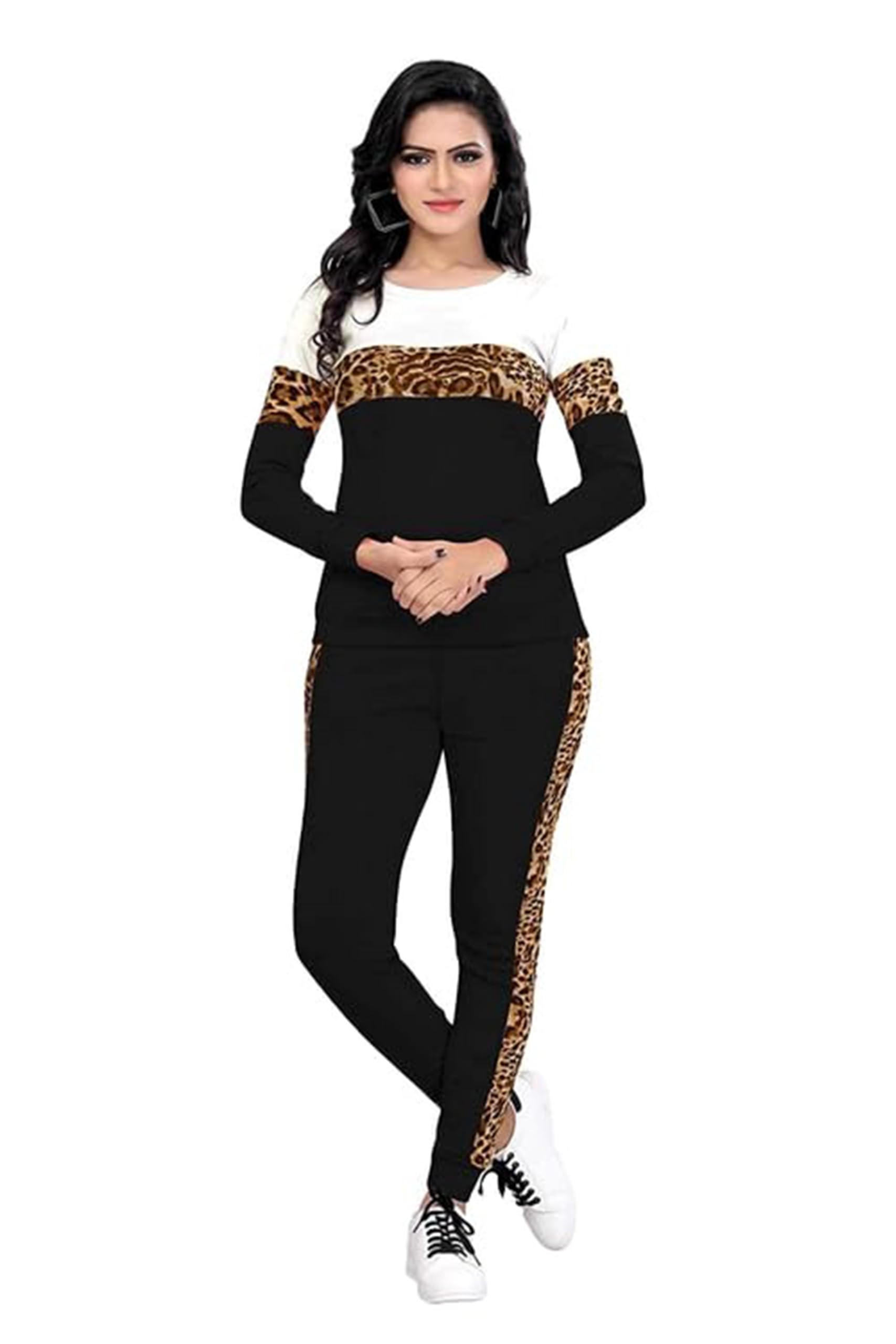 Women's Cotton Tiger Print Tracksuit Set with Round Neck Full Sleeve Straight Length Relagur Fit and Drawstring Closure Pant-image-16