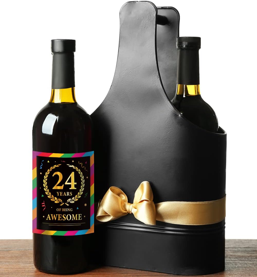 24th Birthday Wine Labels - 24 Anniversary Bottle Labels 24th Birthday - 2002 Wine Stickers Cheers to 24 Years - 24 Party Decorations - 2002 Party Favor