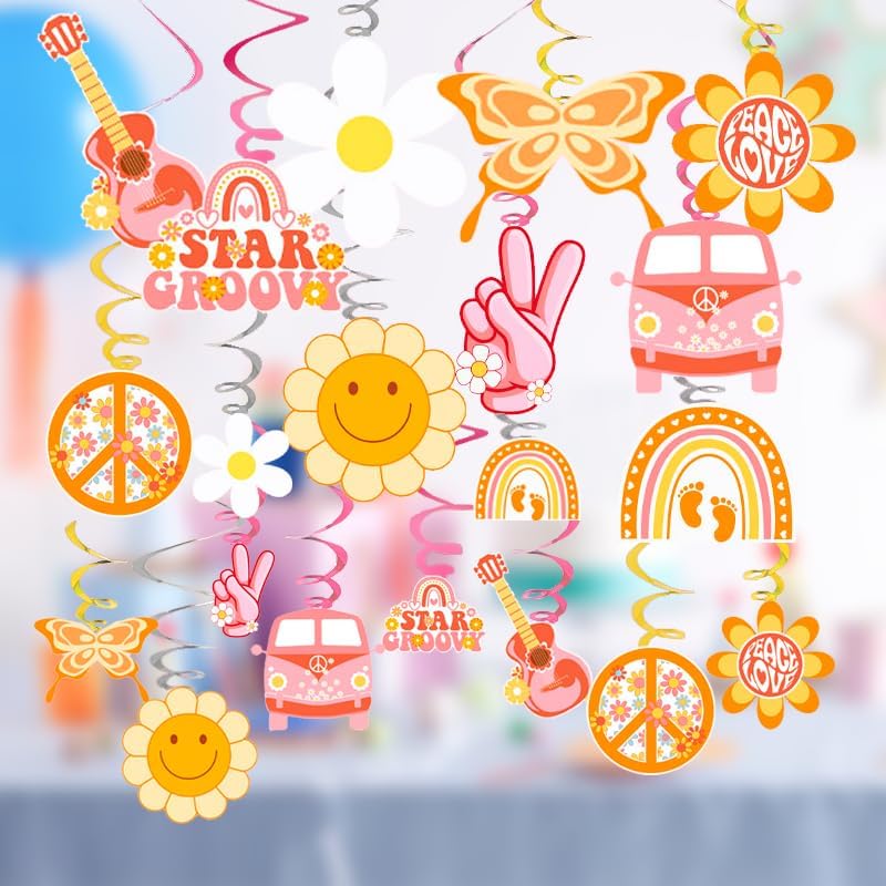 Decoraciones de fiesta Groovy, Kaluofan 40 piezas, dos decoraciones de cumpleaños geniales, decoraciones de fiesta boho para Groovy One Boho