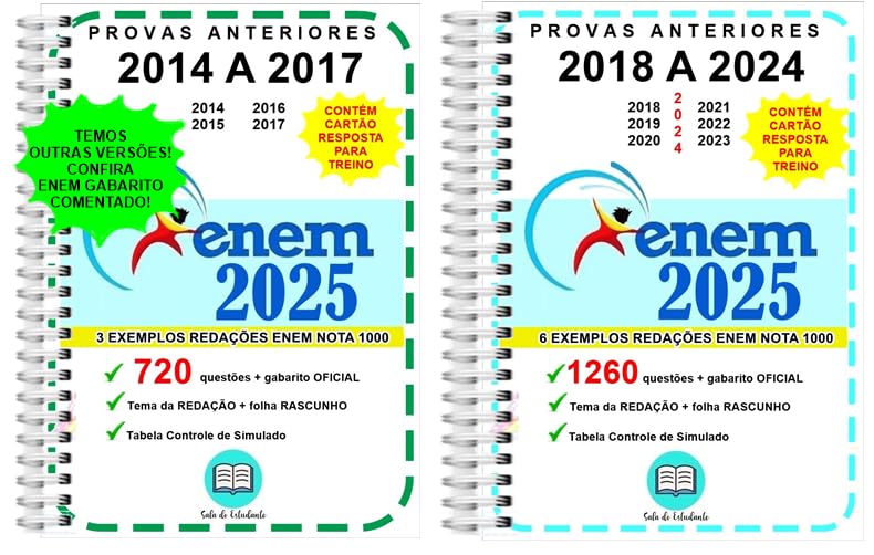 Apostila ENEM Provas 2014 e 2024 + Gabarito OFICIAL