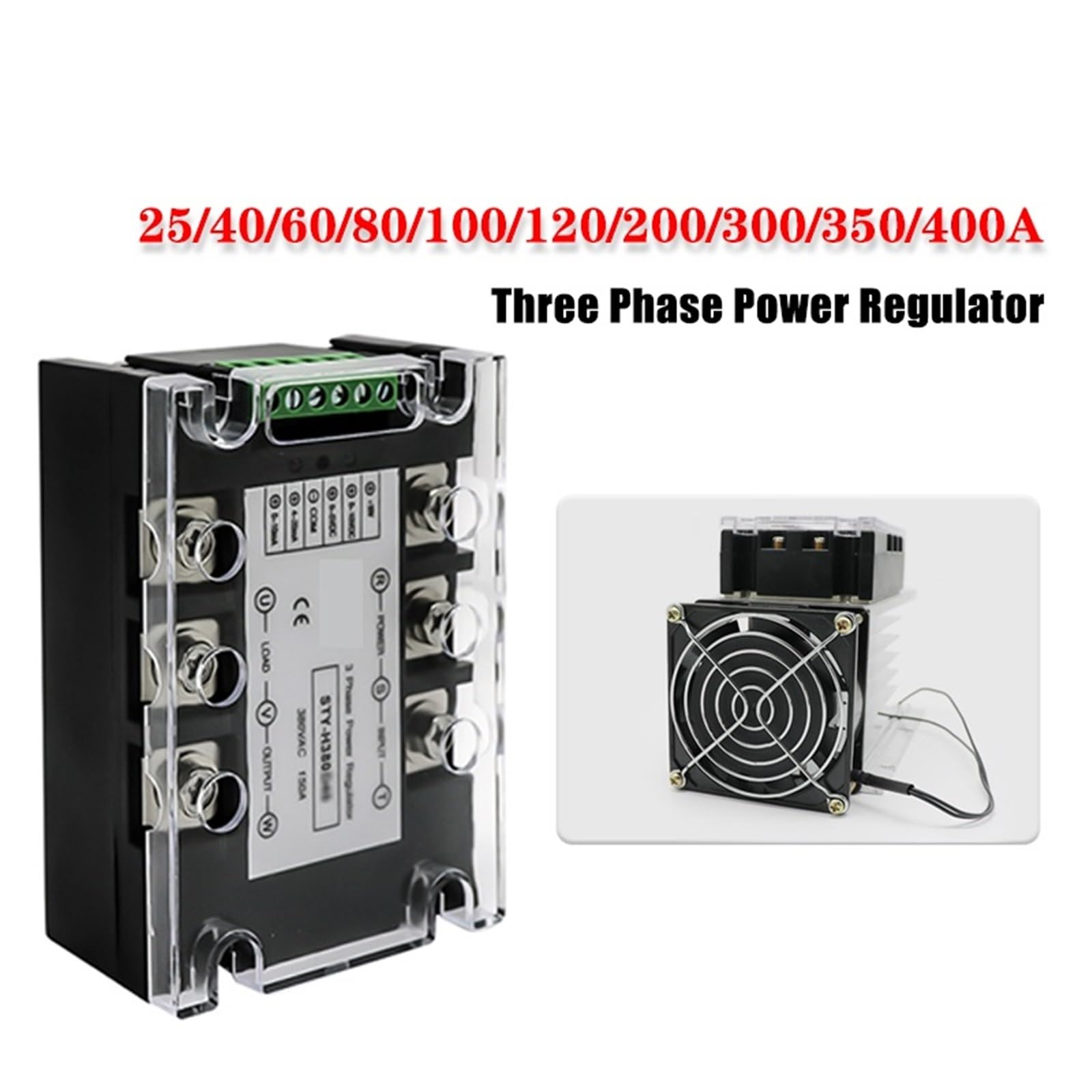 Trójfazowy regulator napięcia AC Regulator mocy Tyrystor 380V Przekaźnik półprzewodnikowy Ściemnianie 25A-400A 1 szt. Potencjometr Sterujący (tylko moduł, 120A (21,9 KW))