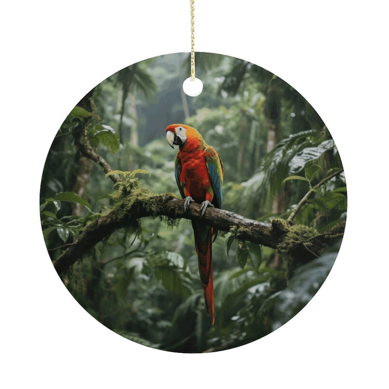 Personalized Christmas Ornaments 2025 Ceramic Hanging Parrot_Rainforest Ornaments with Gold String Double-Sided Vintage Holiday Decorations for Tree Mantel Tabletop Xmas Party Favors