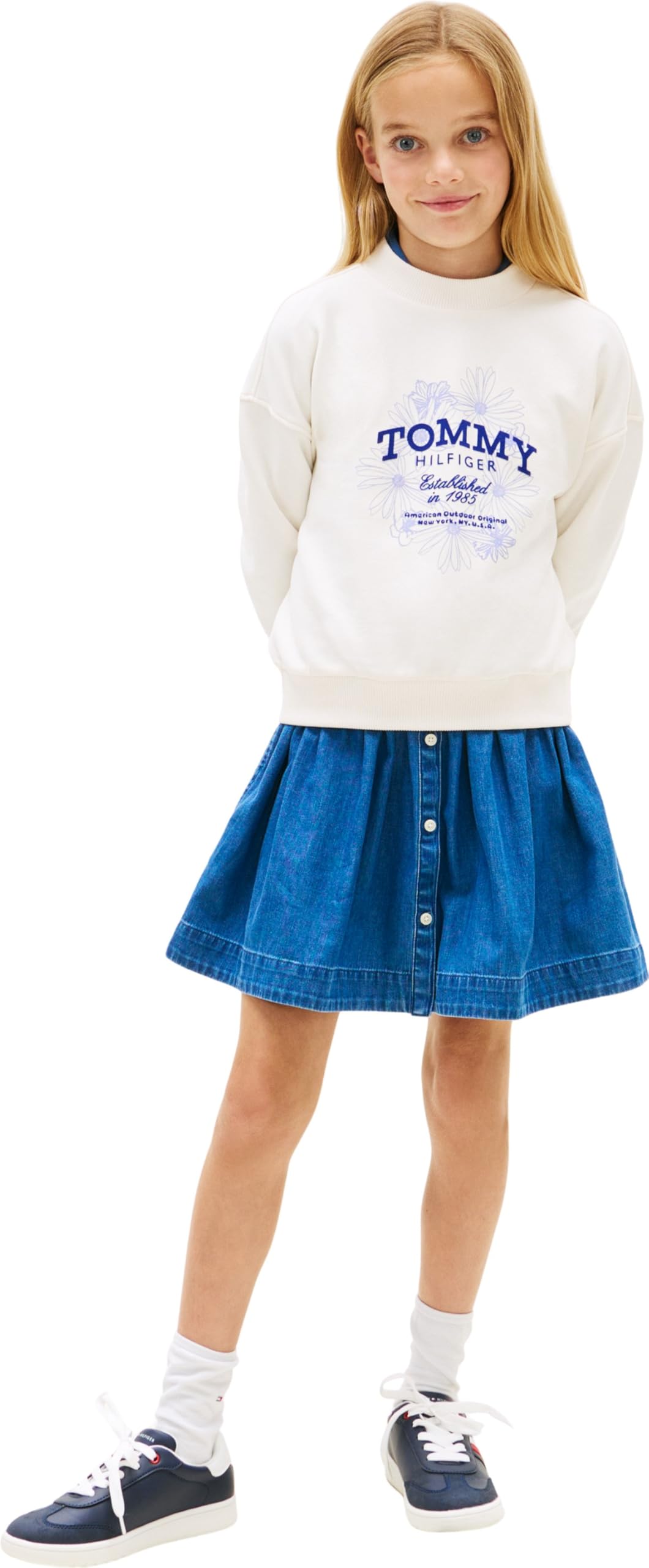 Tommy Hilfiger Bluza z kapturem Dziewczynki Tommy Flock Flower Crew Neck Kg0kg08992
