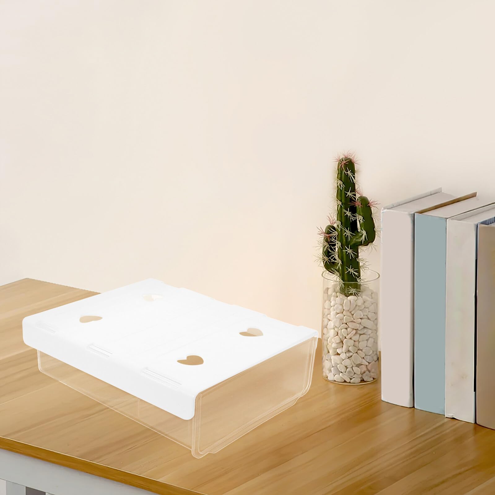 3 Cajones Organizadores Adhesivos para Debajo Mesa Caja de Almacenamiento Oculta white Cajón Deslizante sin Perforación para Oficina y Escritorio Bandeja Organizadora para