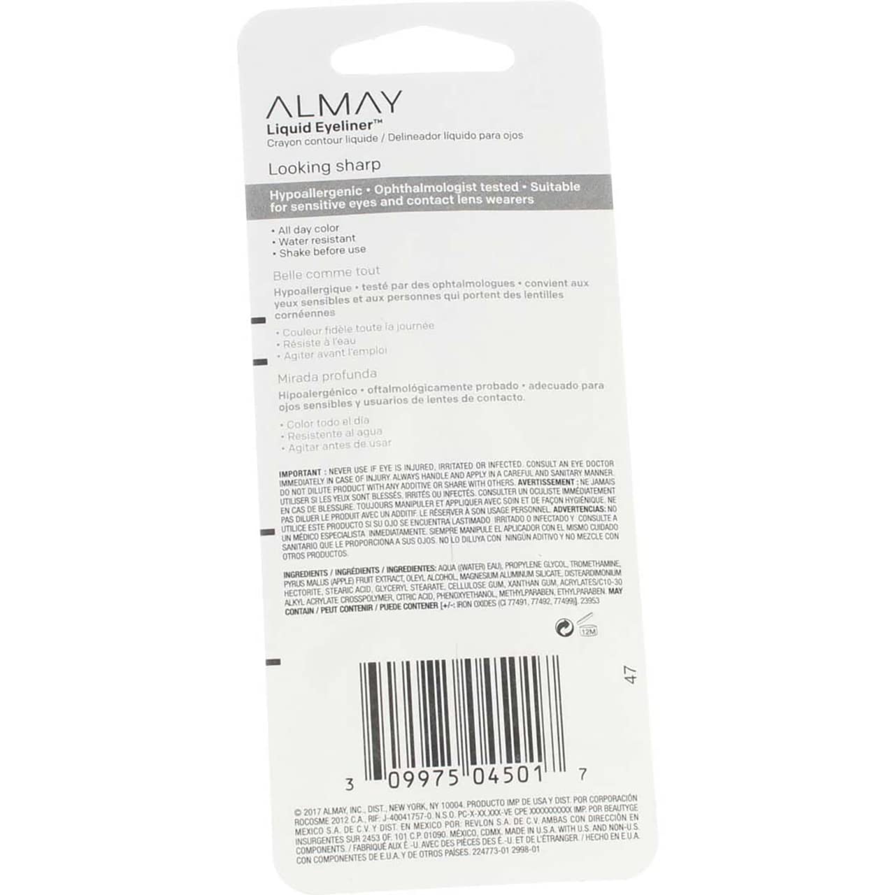 Almay Liquid Eyeliner, Black [221] 0.1 oz (Pack of 4)