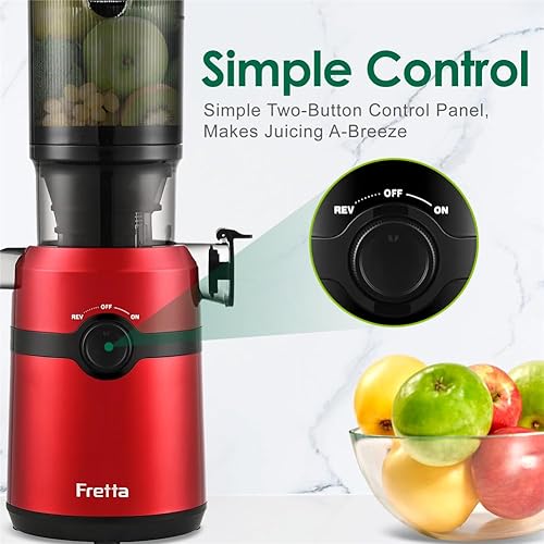 Miniatura 5 de Fretta - Exprimidor de prensa en frío, máquinas exprimidoras de masticación lenta con canal de alimentación grande de 4.25 pulgadas, se adapta a