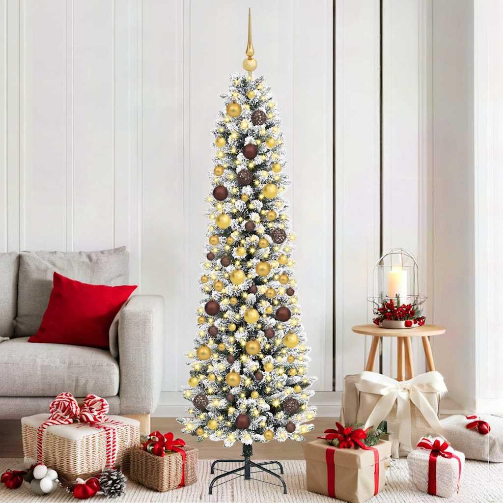 Albero di Natale artificiale bianco 180 cm con luci LED a stringa USB, supporto, decorazioni natalizie, design conico, materiale resistente, per sala soggiorno, interno ed esterno