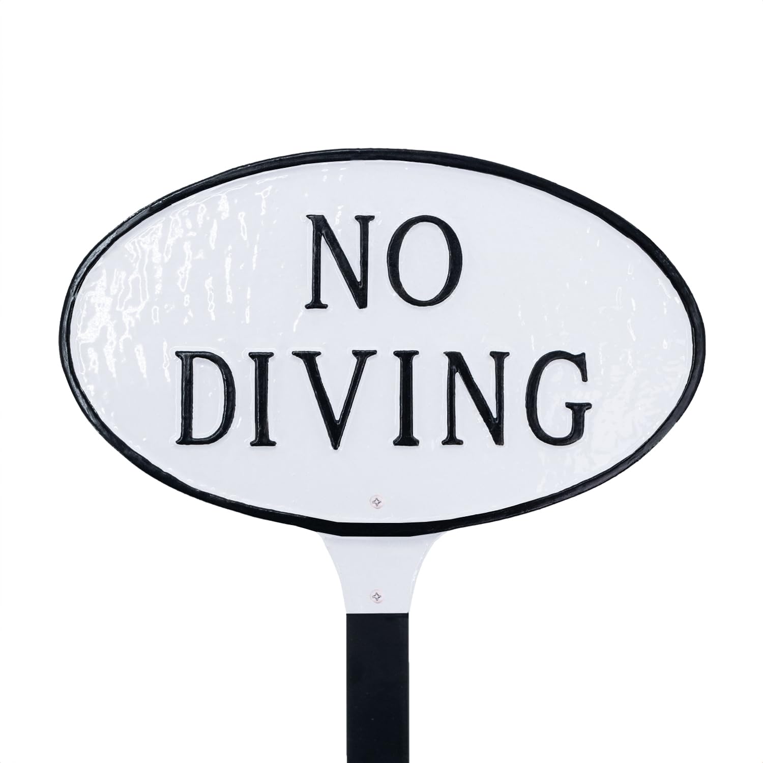 Montague Metal Products - No Diving Oval Statement Plaque Sign - Pool Sign - Pool Warning Sign - WALL or LAWN Pool No Diving Sign - Cast Aluminum - Easy to Install