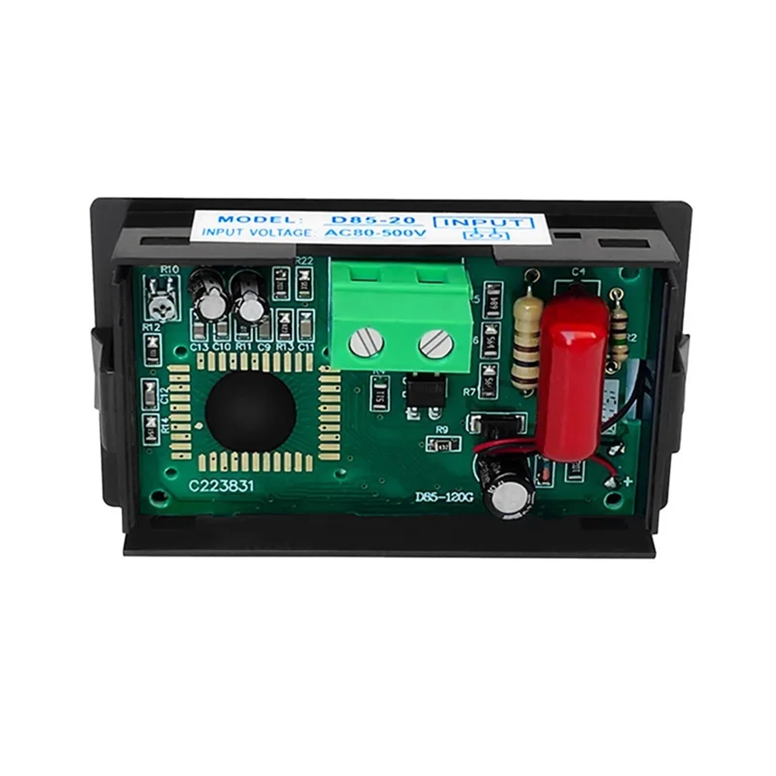 voltímetro, Medidor digital de corriente D85-20 con pantalla LED, amperímetro, probador y medidor panel, AC80-500V LCD (1 unidad)(D85 20 Black)