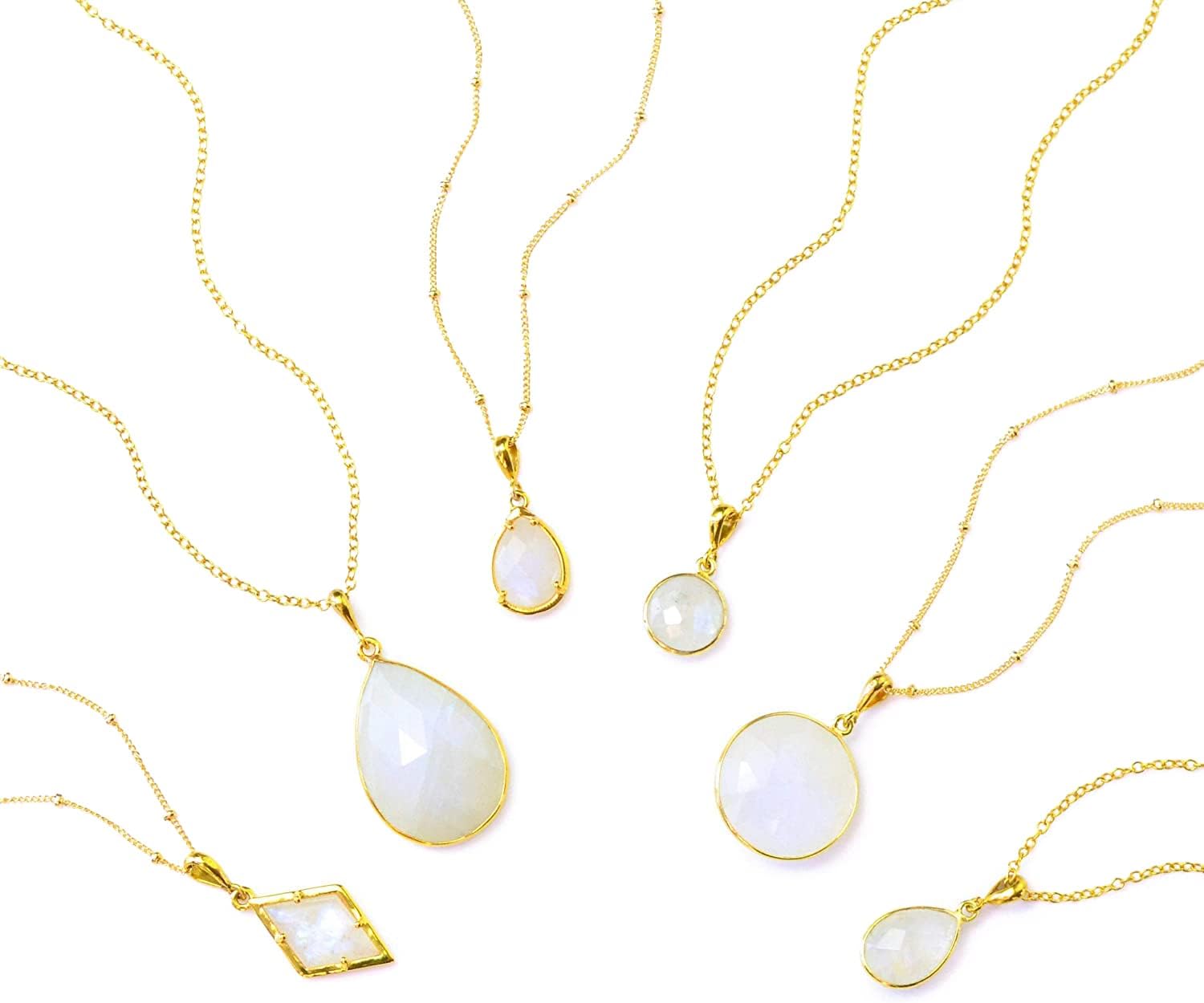 Natural Rainbow Moonstone Pendant Necklace, June Birthstone Necklace, Large Moonstone Necklace