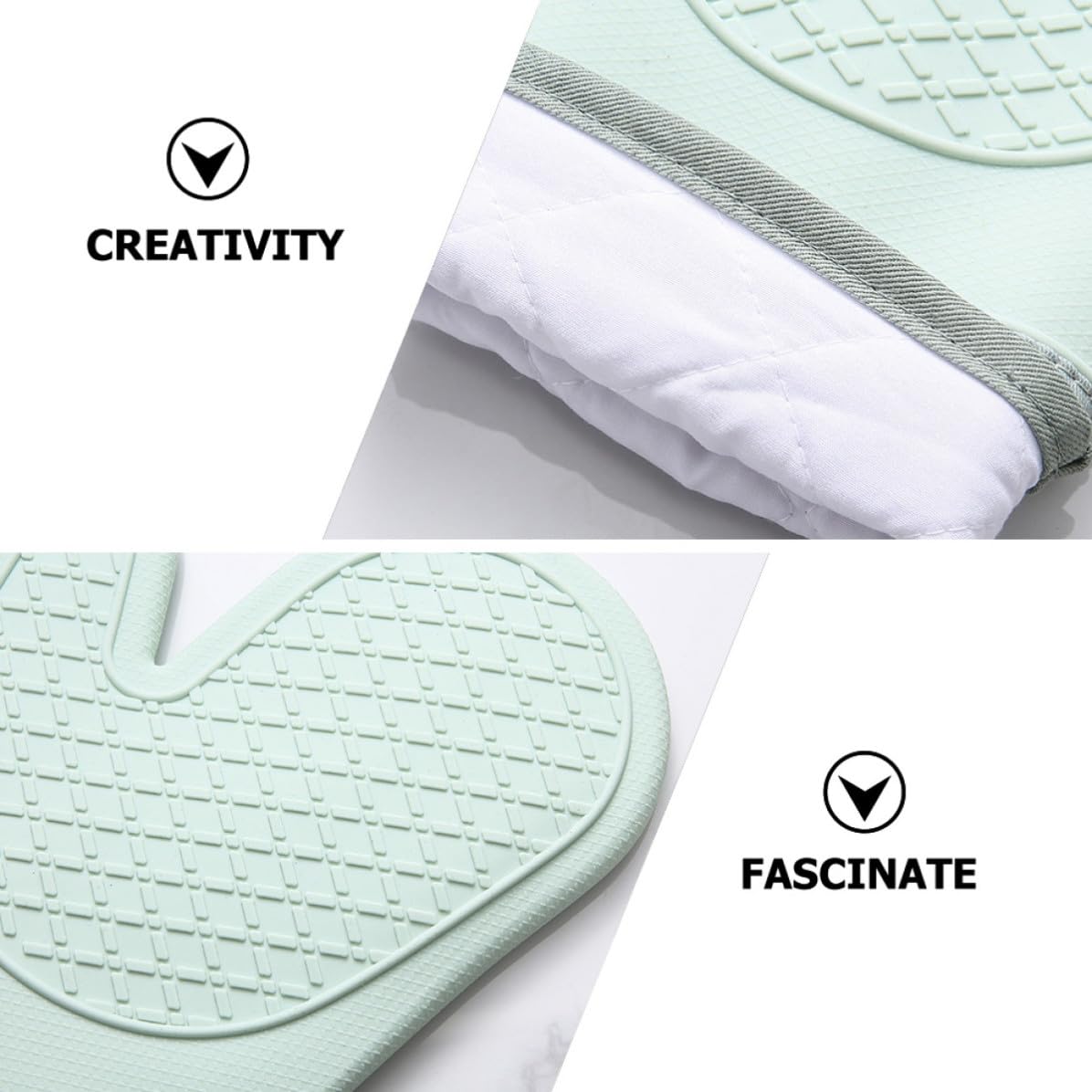 Didiseaon 10 Pezzi Guanti da Forno in Silicone e Cotone, Resistenti al | Protezione Antiscottatura, Presa Antiscivolo, Lavabili in Lavatrice, per Cottura Domestica e Barbecue, Verde
