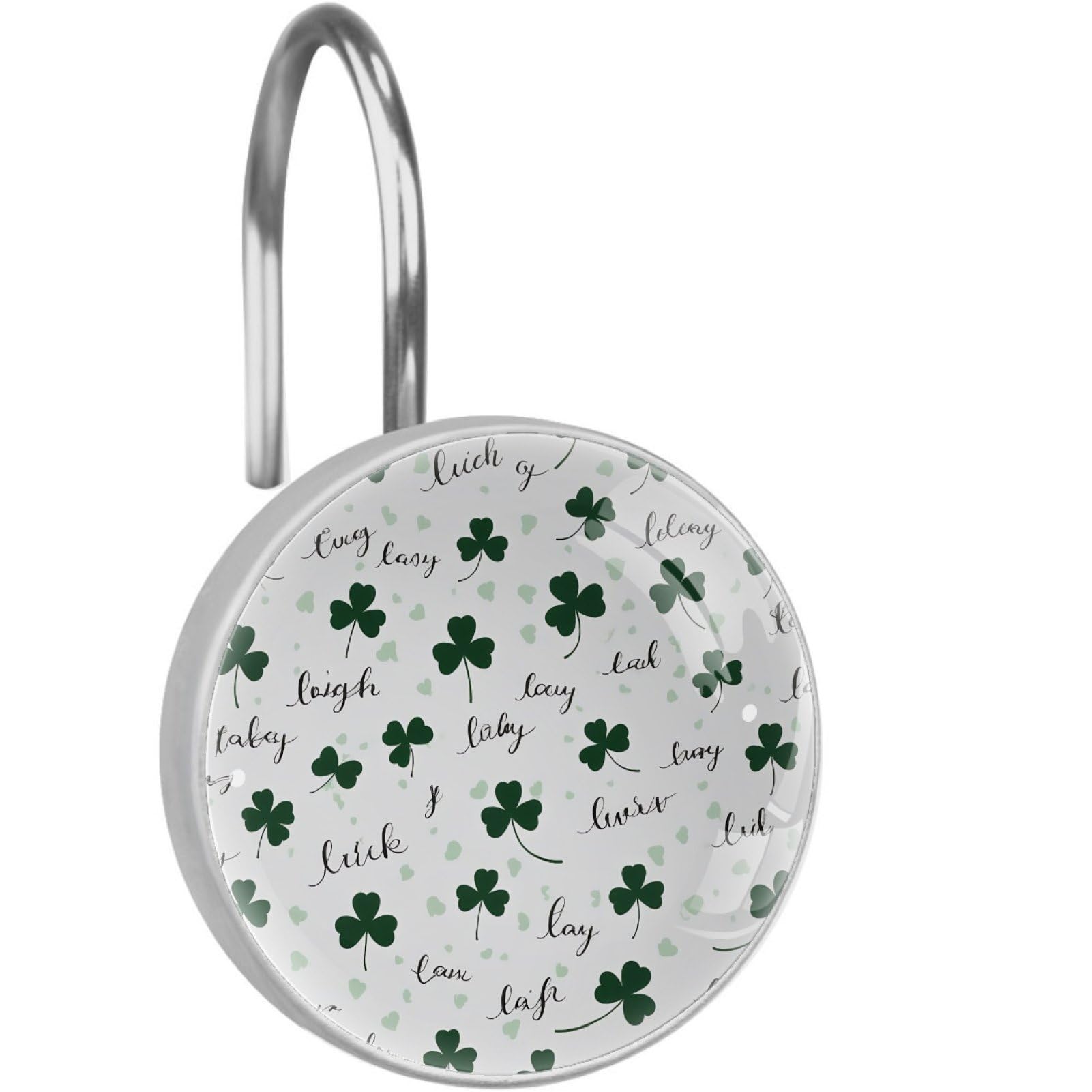 VAPOKF Decorative Shower Curtain Hook: Shamrock Luck Rustproof Stainless Steel Shower Curtain Ring for Bathroom - Shower Curtain Hook & Hangers - Set of 12