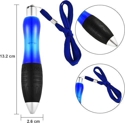 Miniatura 2 de Jetec 10 bolígrafos grandes y gruesos cortos de 0.028 in, cuerpo azul con cuerda para colgar, gran agarre ancho para artritis, dolor de manos,