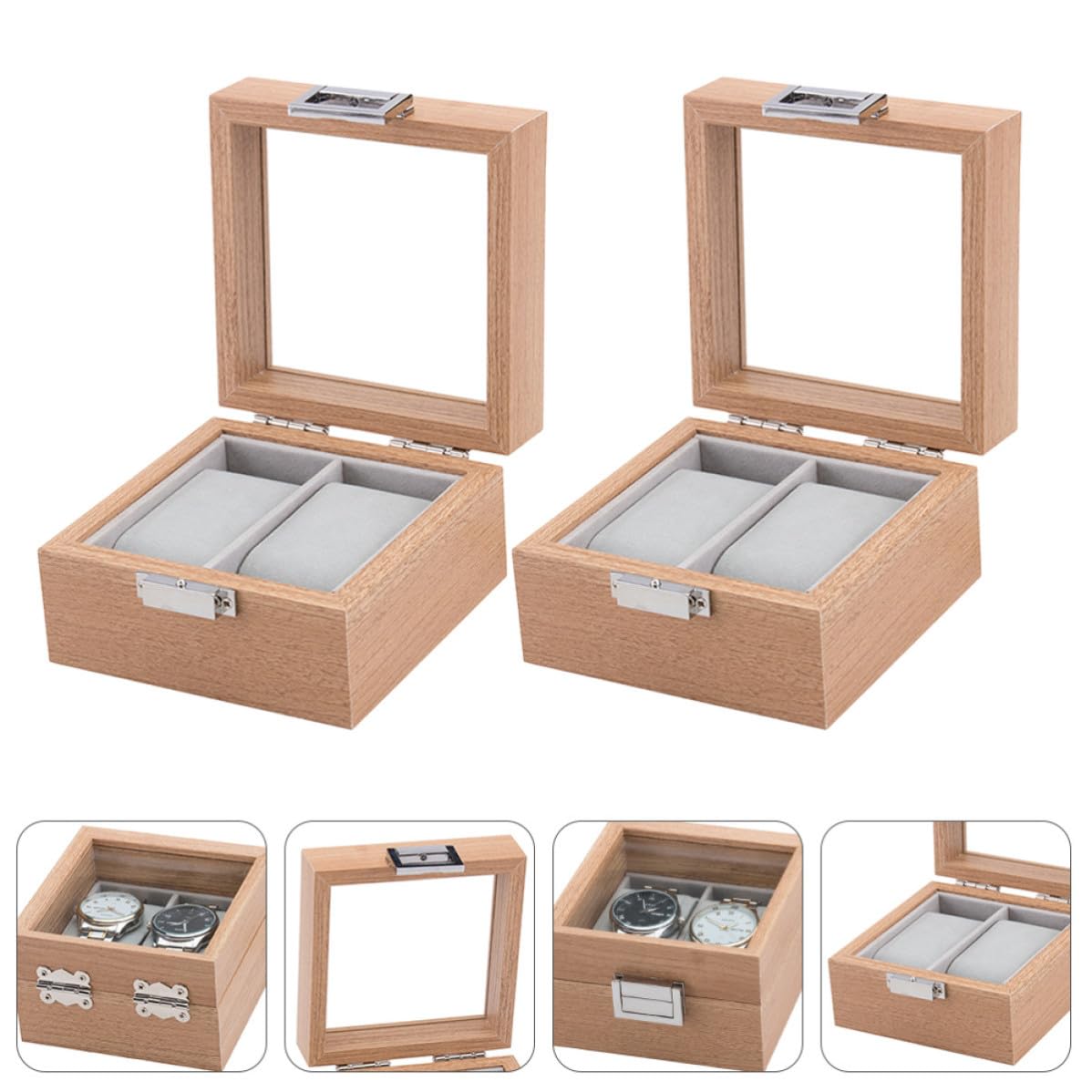 INOOMP 2 Pezzi Scatola Porta Orologi Uomo Legno a 2 Scomparti, Elegante