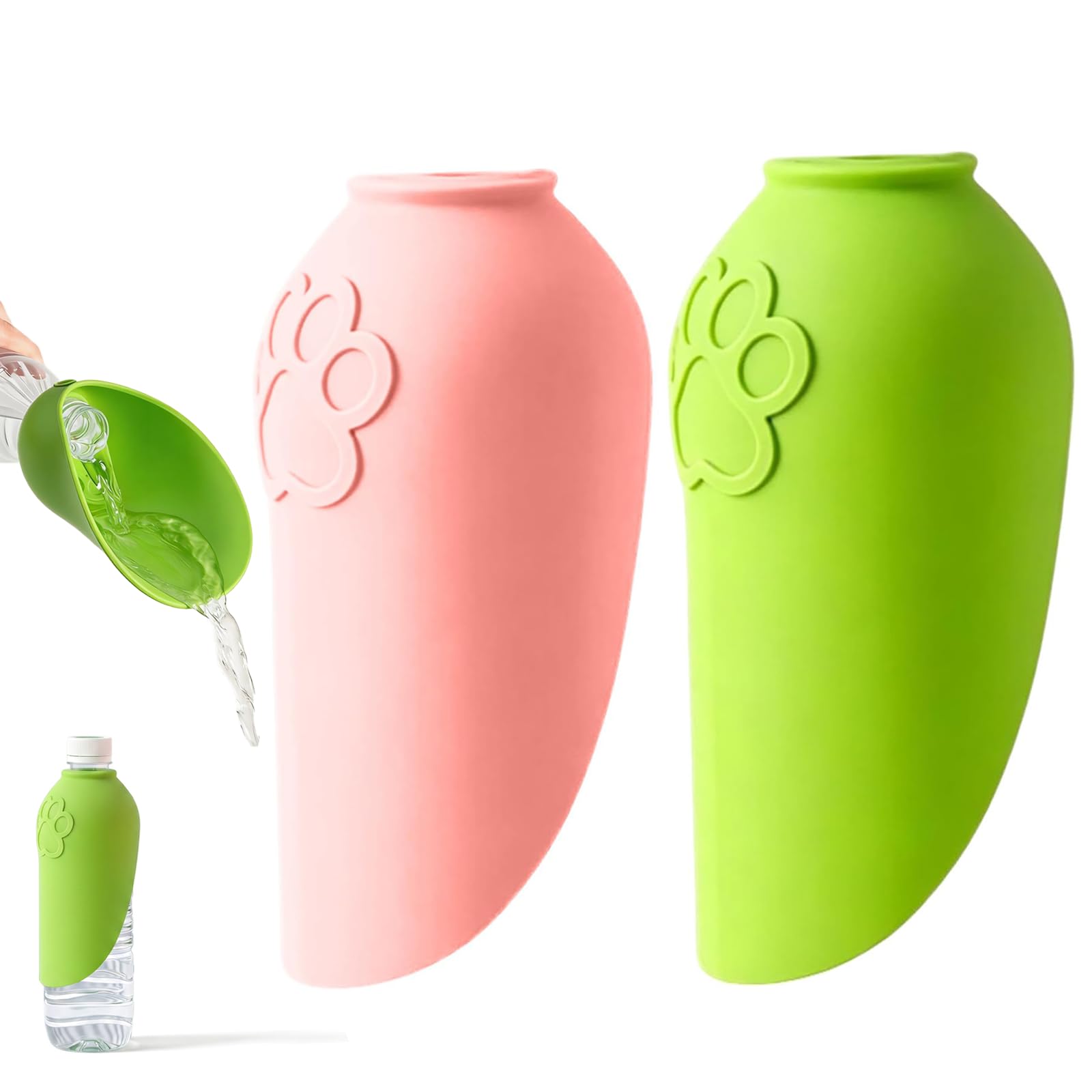 2er Set Silikon Wasserflaschenadapter für Hunde, Trinknapfaufsatz für PET-Flaschen, Auslaufsicher, Tragbar, Reise Wasserspender im Freien